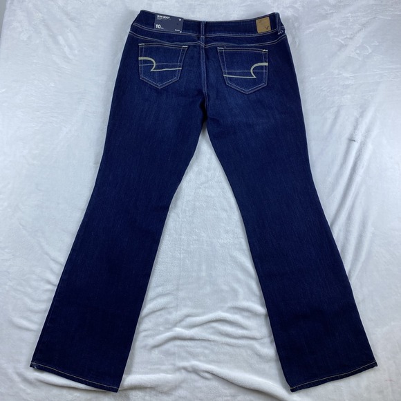 NWT American Eagle Jeans Women Sz 10 Petite Short Medium Wash Stretch Slim Boot - Picture 2 of 16